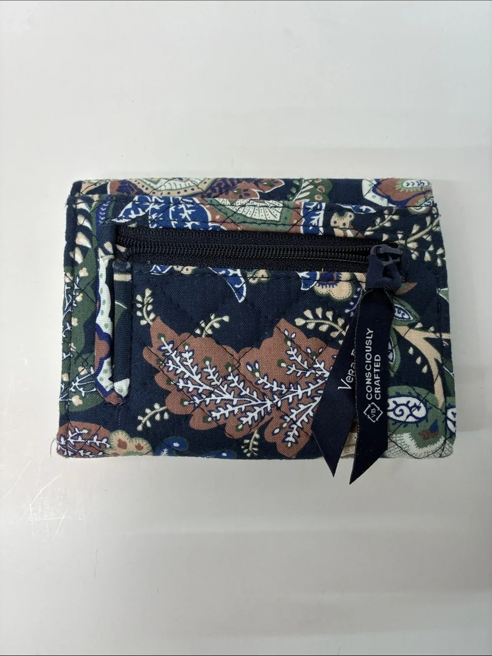 Vera Bradley Quilted Paisley Wallet in Navy, Green and Tan - Picture 8 of 8